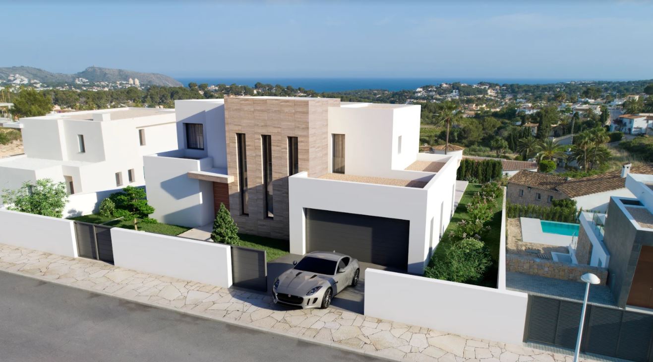 Luxe villa in aanbouw te koop in Moraira met uitzicht op zee.